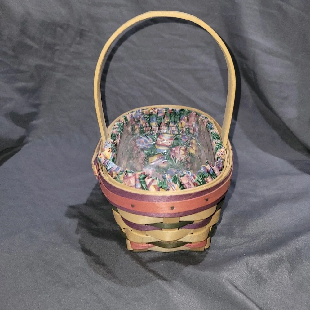 Longaberger 1997 Small Easter Basket W Easter Egg Design Fabric Liner And Insert